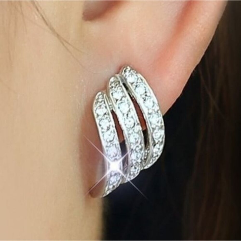 NEW Silver Angel Wings Diamond Studded Earrings